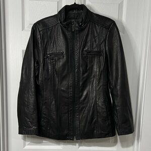 Jones New York Women's Sleek Black Leather Jacket- soft leather1 beautiful fit!